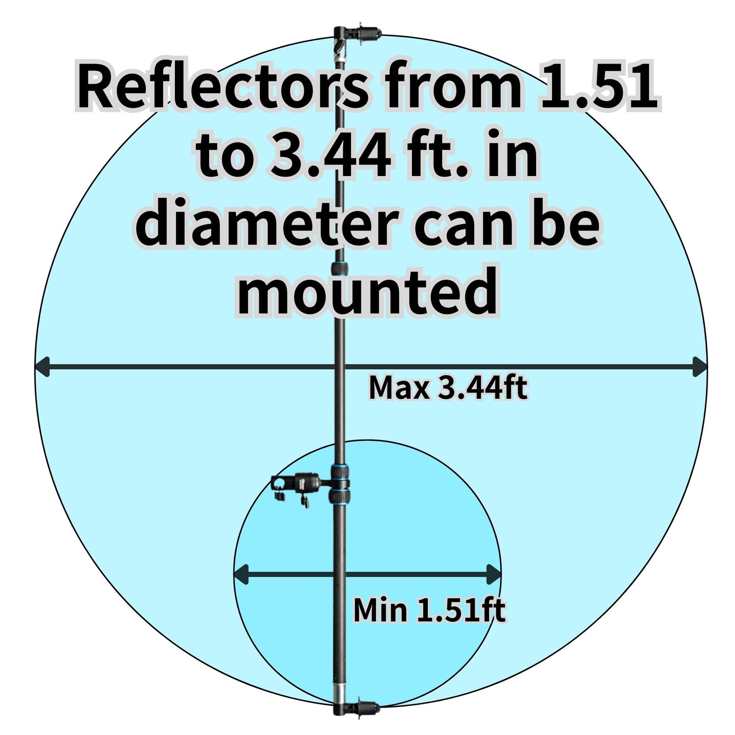 Super Reflector Holder RH-100C-R Carbon-fiber Male dowel on both ends